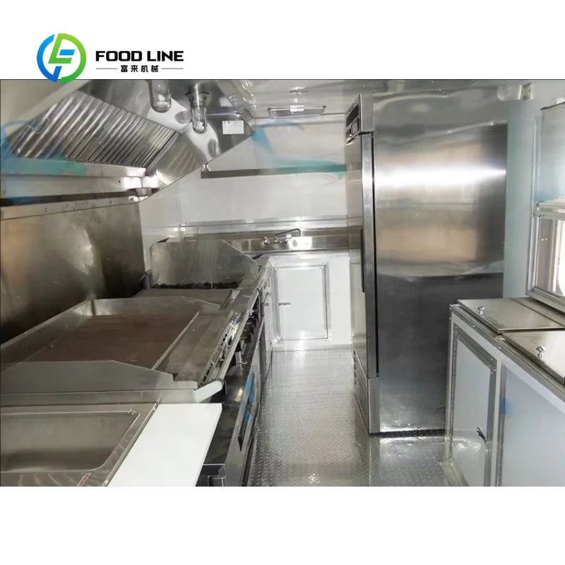 Customized Fully Equipped Ice Cream Food Truck Mobile Square Trailer with Full Kitchen for Hotdogs Candy Taco Pizza