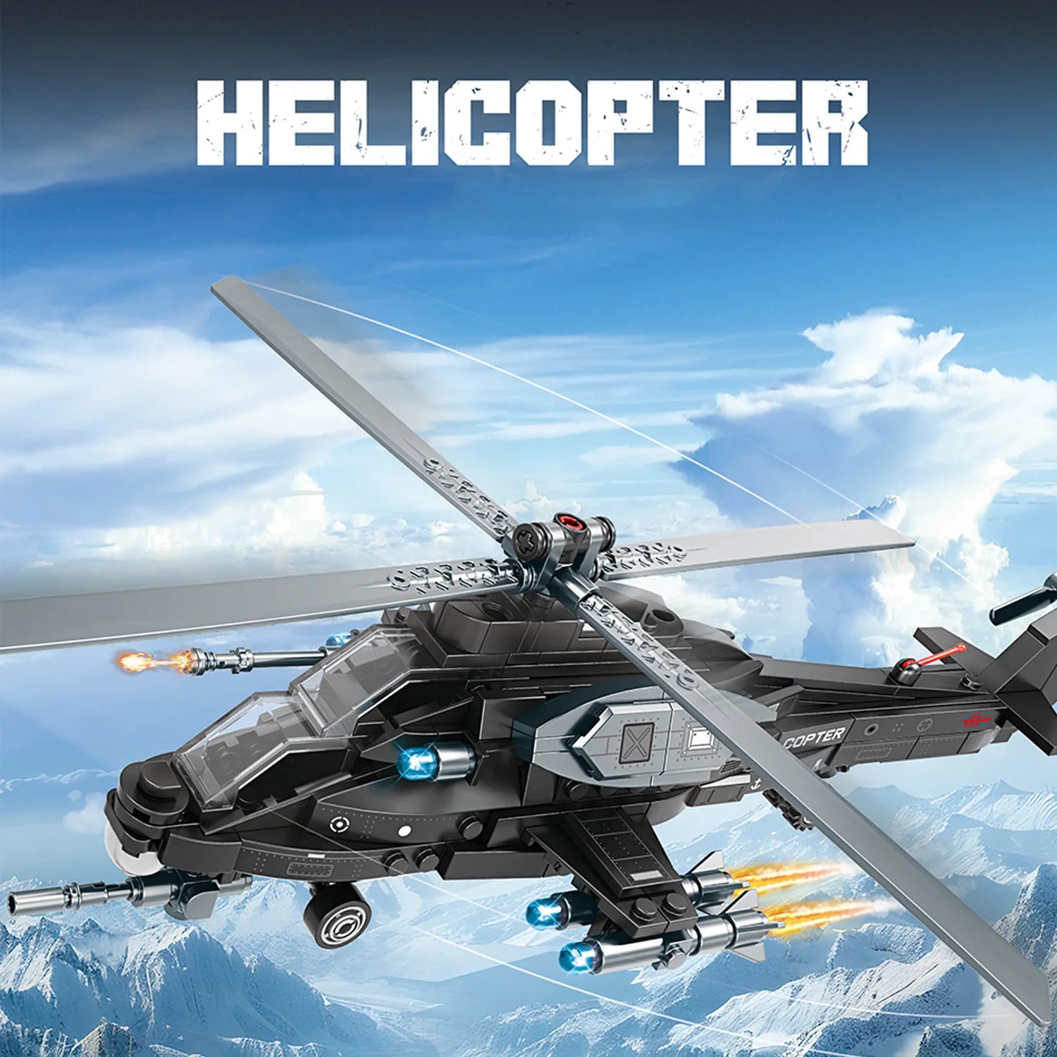 Building Blocks Set, Helicopter & Armored Vehicle Model Kit, DIY Vehicle Construction Toy, Helicopter Toy, Car Toy