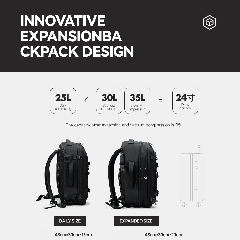 NINGKIN Travel Backpack Vacuum Compression 40L Laptop Backpack Business Large Capacity School Backpack Expanded Hiking Backpack