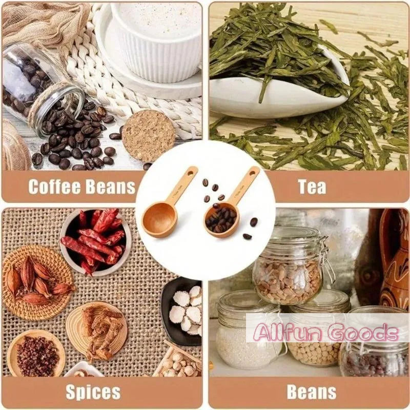 [TG835]1Pcs 7.5 To 45ML Portable Beech Walnut Wooden Measuring Spoon Multipurpose Coffee Tea Sugar Kitchen Gadget