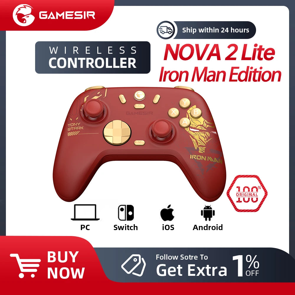 GameSir Nova 2 Lite Iron Man Edition Wireless Game Controller for Switch, PC, Android and iOS