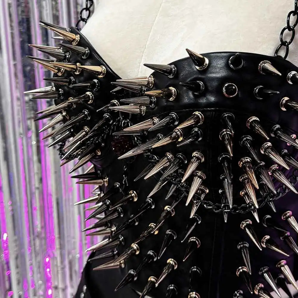 Goth Top Y2K Clothes Women's Tanks Emo Clothing Gothic Boho Tops with Spikes Punk Rock Teens Rave Festival Spiked Bra Grunge