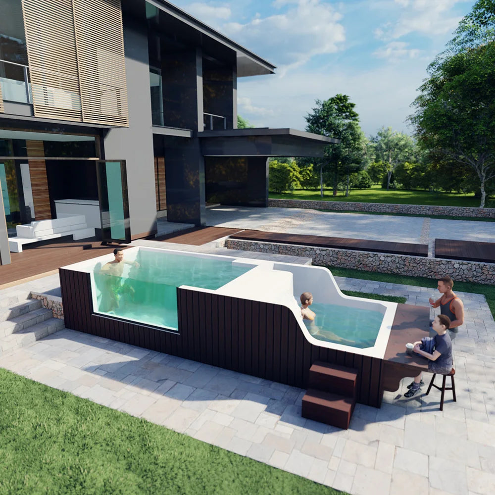 Affordable Container Swimming Pool Prefab Modular Container Swimming Pool Premium Wpc Wooden Outdoor Above Ground Pool