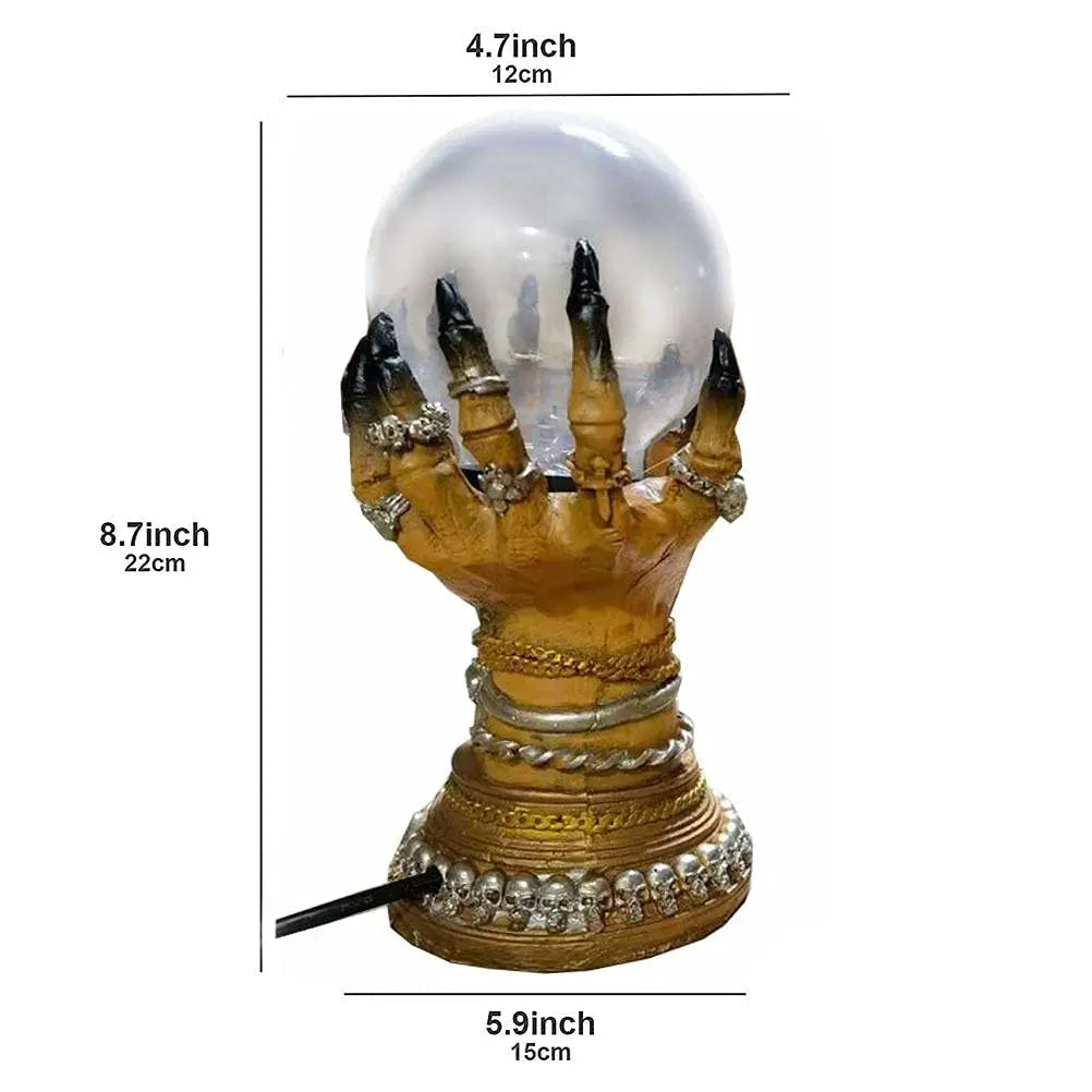 Witch's Grasp Crystal Ball Light - Gothic Decor LED Lamp, Skeleton Hand Crystal Ball, Mystical Home Decor for Halloween & Cospla