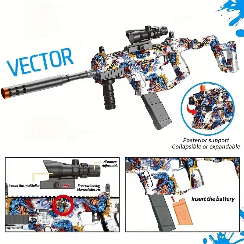 Gel Toy Gun Blaster Automatic, Electric Splatter Ball Toy Gun With Glasses, Fun Shooting Games(Without Water Bead)