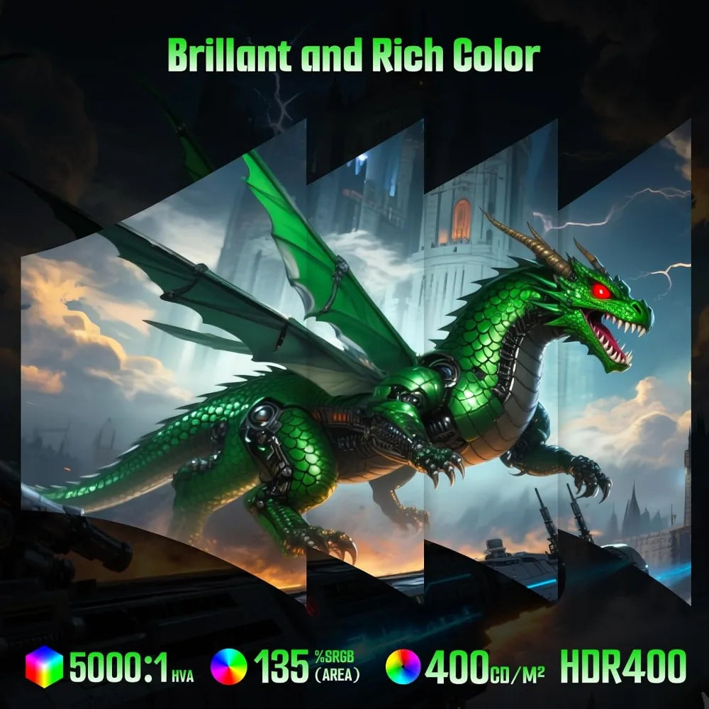 USA Stock 27 Inch 280Hz Curved Gaming Monitor WQHD 280Hz HD 400Hz Dual Mode 1500R HDR400 135% sRGB 5000:1 PIP PBP OD 1ms AI
