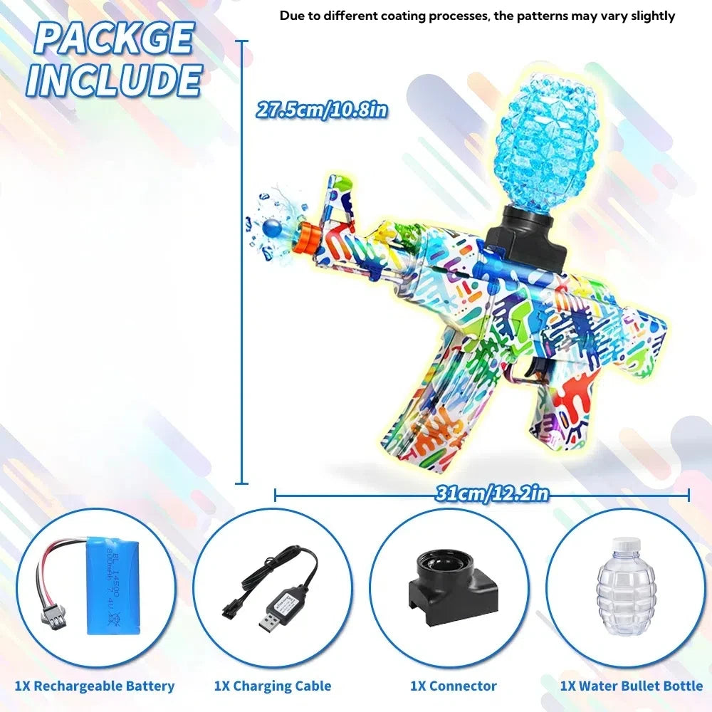 Electric Blaster Gel Ball Blaster Pistol Gun Toy, Automatic Splatter Gun with Glasses, Outdoor Activities (Without Water Beads)