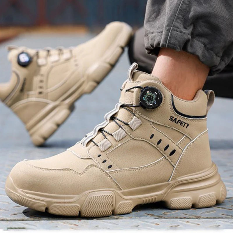 Halloween Men's Steel Toe Work Boots Water-Resistant Anti-Impact Puncture-Proof Tactical Hiking Boots for Industrial Outdoor Use