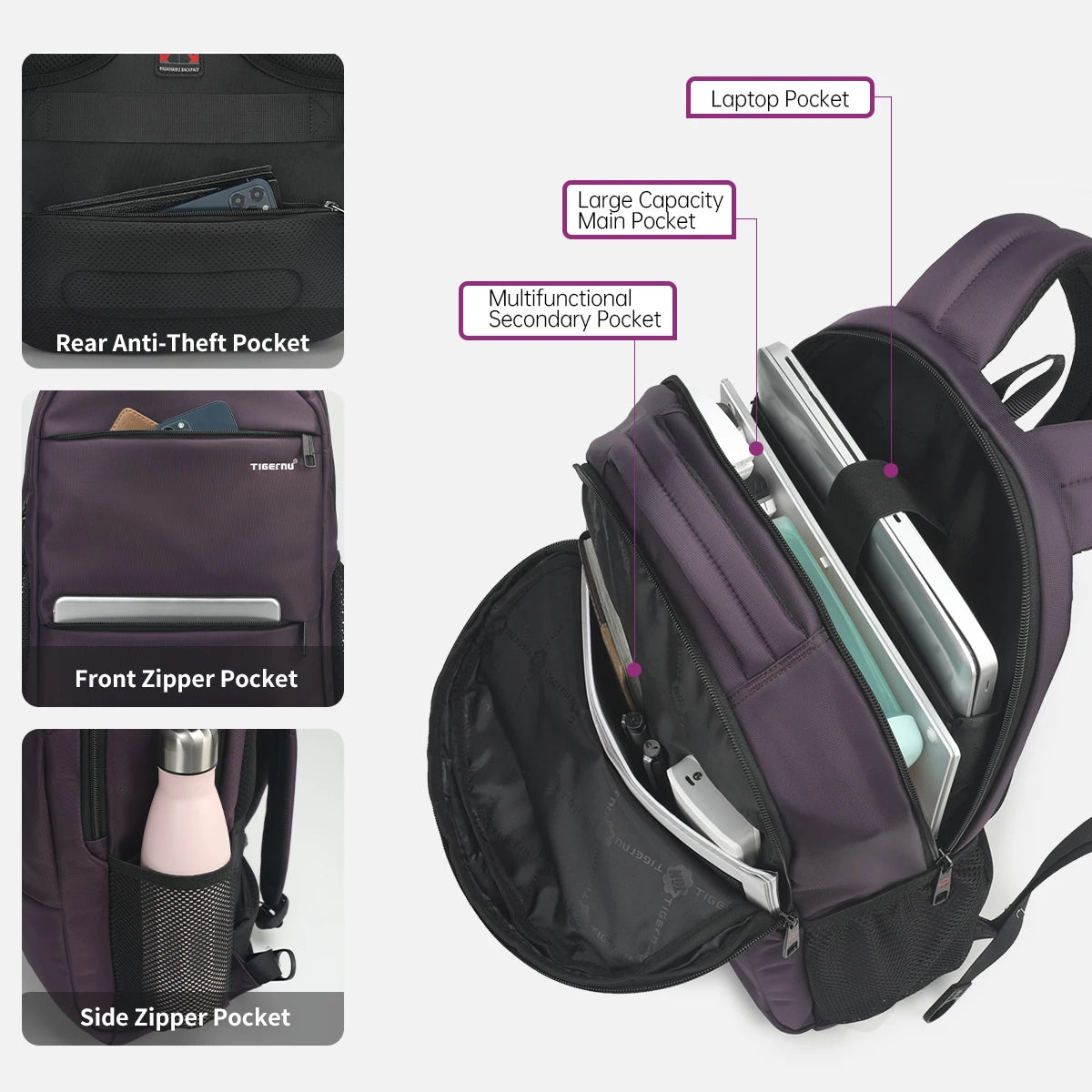 Tigernu Women Large Capacity Casual  Travel Backpacks Waterproof 15.6" Laptop Backpack Female  School Backpack Mochilas