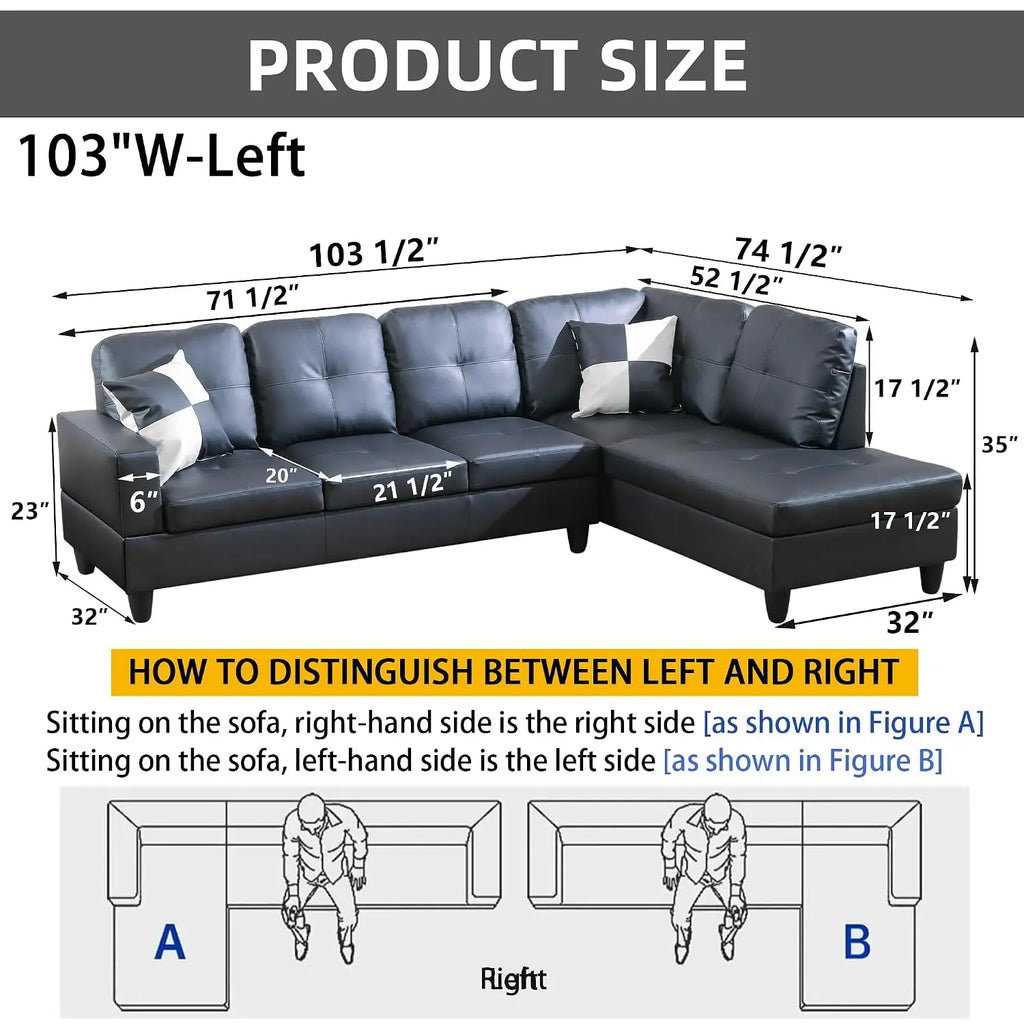 L-Shaped Combination Sofa Set, Luxurious Synthetic Leather Living Room Sofa, Suitable for Living Rooms, Bedrooms,, Customized