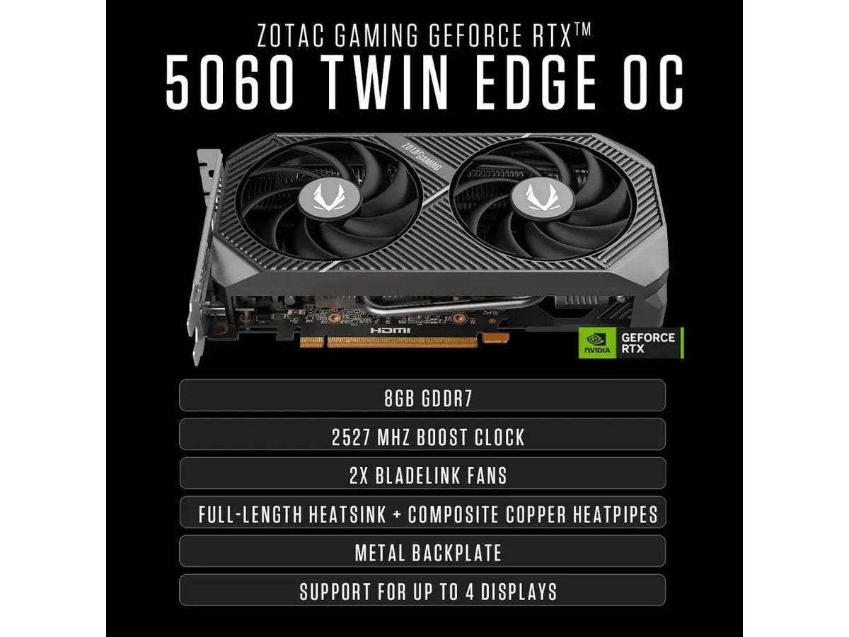 Zotac GAMING MEK AI-Enhanced Gaming PC Desktop Computer - NVIDIA GeForce RTX 5060, AMD Ryzen 5 5500 4.2GHz, 16GB RGB DDR4, 1TB NVME M.2 SSD, 650W 80+ GOLD PSU, WiFi 6E, Windows 11 Home