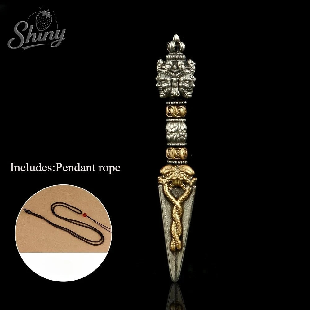 6.7cm Nepal Tibetan Brass Copper Vajra Buddhist Supplies  Necklace Accessories Gift Collection