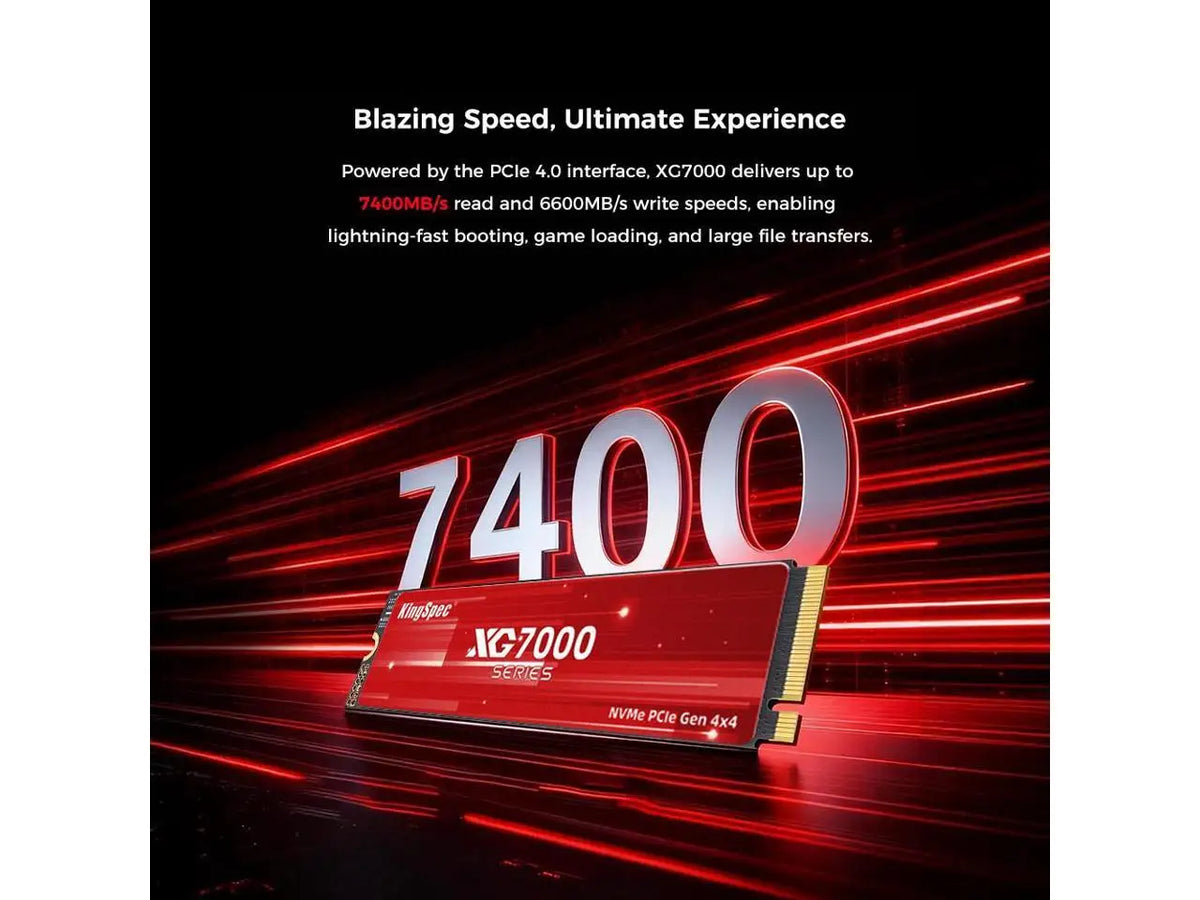 KingSpec XG 7000 1TB M.2 2280 PCIe Gen 4.0x4 NVME 1.4 Speed up to 7400MB/s Write Speed Up to 6600MB/s Internal Solid State Drive for PS5 PC Desktop Laptop Game-Player