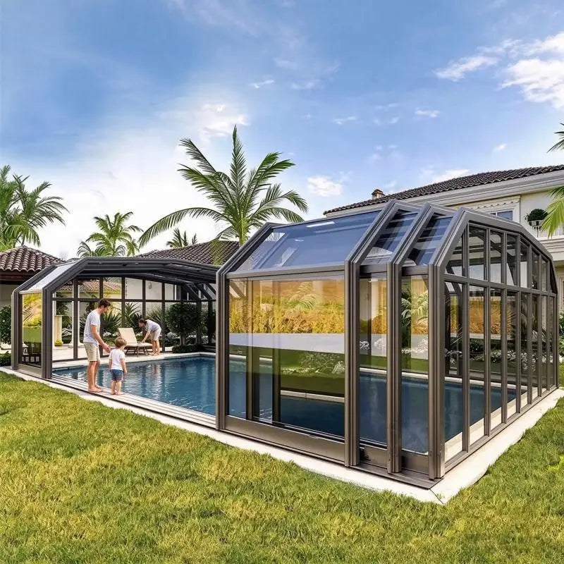 Any Size Custom Luxury Premium Folding Retractable Pool Cover Windproof Rainproof Outdoor For Home Villa Resort And Sunroom