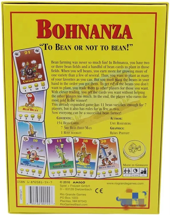 Board Game Bohnanza English 2-7 Players Family/Party Funny Table Game Friends Entertainment Strategy Cards Game