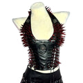Eco 90s E-Girls Emo Teen Goth DIY Harajuku Y2K Vegan Leather TOPS Punk Rock Red Studded Hand Made Grunge Gothic Kawaii