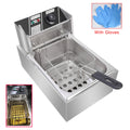 One Electric Deep Fryer with Filter Plate and Frying Basket, with Gloves Tank Stainless Steel Fryer for French Fries, Chicken, And Snacks, Adjustable Temperature Control, And The Lid Helps Prevent Hot Oil from Splattering