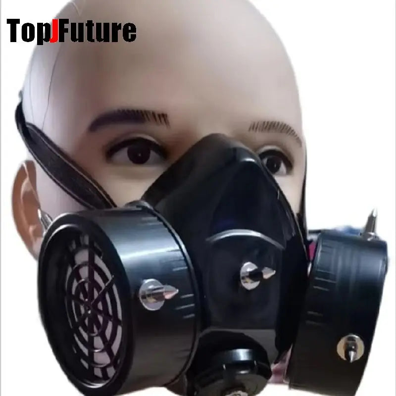 Locomotive Subculture Y2K Girls Mask Punk PU Leather Chain Mask Men's and Women's Fashion Decoration Visor Personality Face Mask