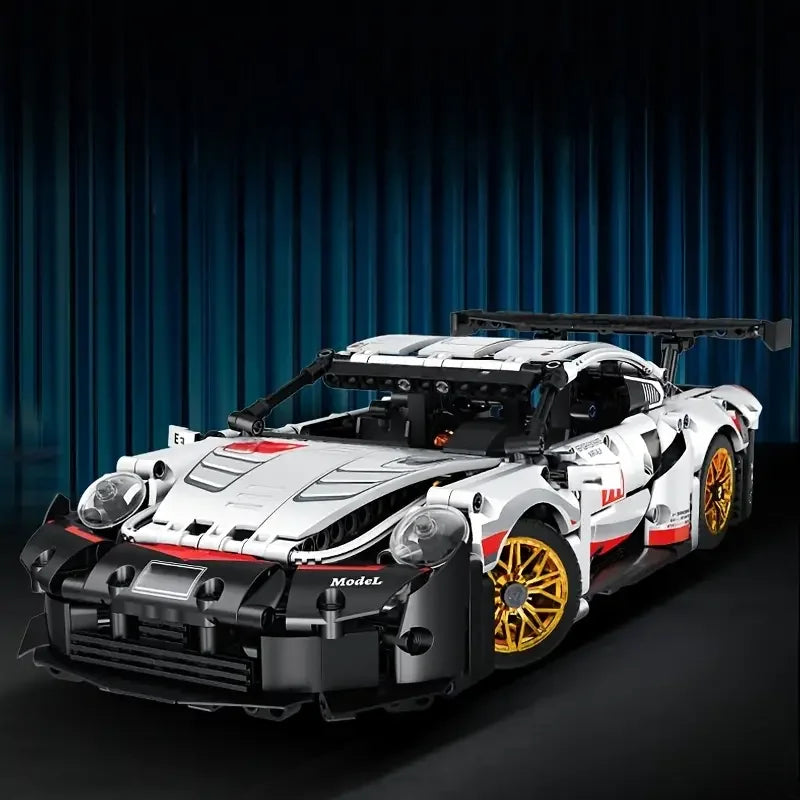 1205-Piece White Supercar Model Kit - Easy to Assemble, Ideal Birthday Gift for Car Enthusiasts