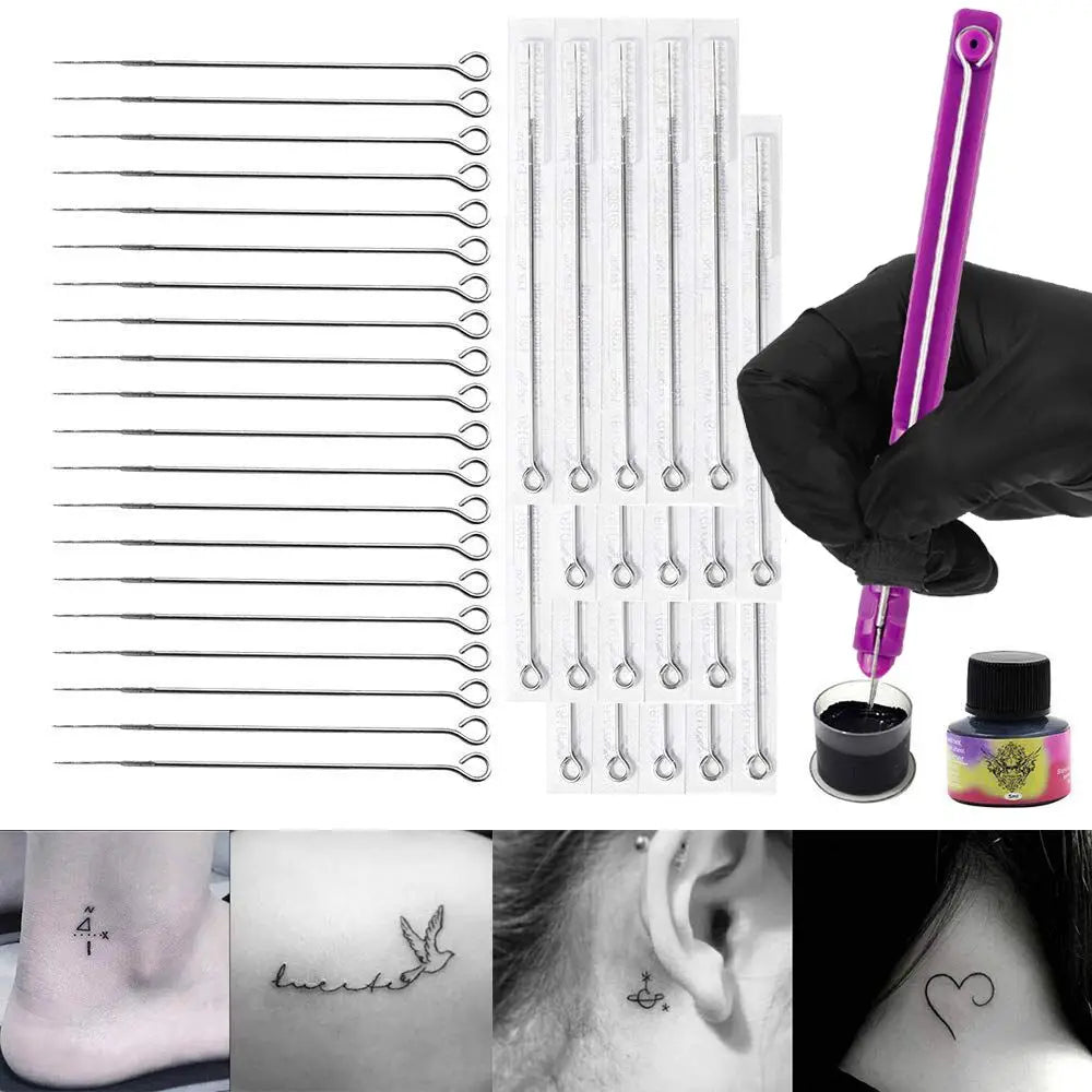 3D Hand Poke and Stick Tattoo Kit DIY Tattoo Ink Needles Set for Body Art Hand Poke Stick Tattoo Beginners Practice Kit