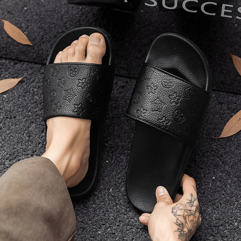 Men's Flip Flops Non-Slip Home Slippers Casual Beach Sandals Simple Summer Slides