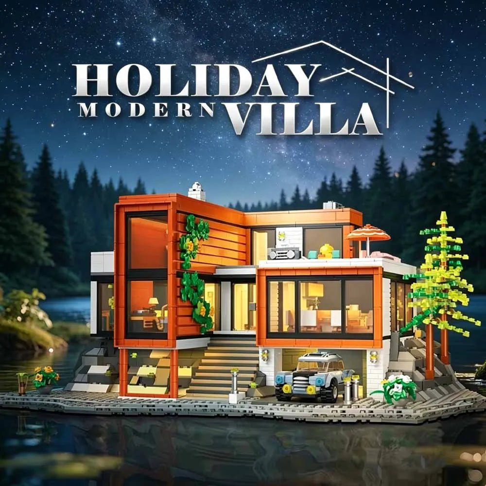 MOC 3060pcs Modern Holiday Villa House Building Blocks Street View Architecture Modular Model Kit Assembly Toys Halloween Gifts