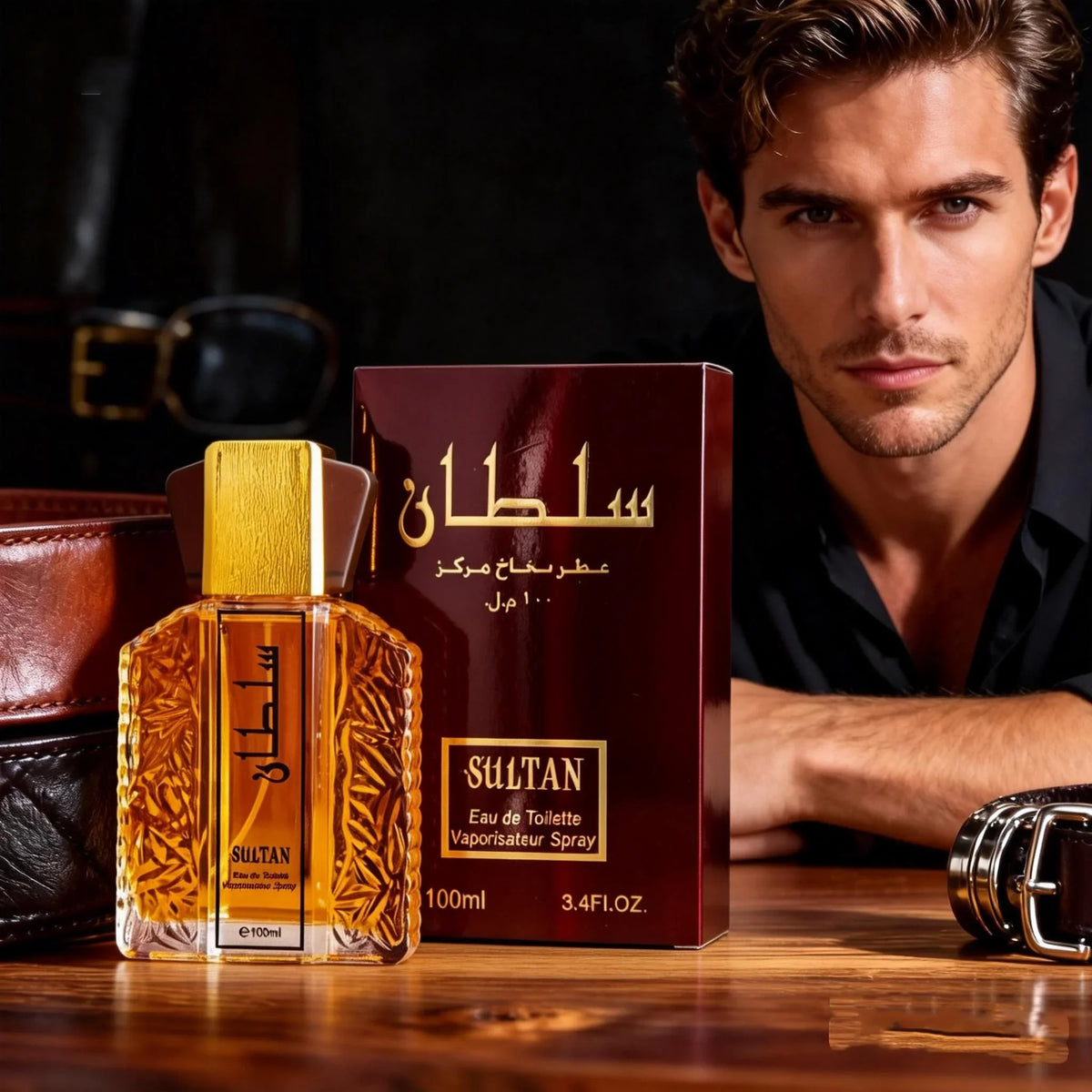 100ml Sultan Arabian Oriental Men Eau de Toilette, Long Lasting Floral Woody Cologne, Ylang Ylang Neroli Bergamot, Iris Rose Sandalwood Vanilla Scent, Luxury Middle Eastern Fragrance for Daily Dating Party Gift