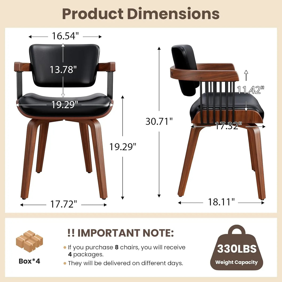 Dining Chairs with Armrest, Set of 8, Mid-Century Modern Kitchen Chair, Custom
