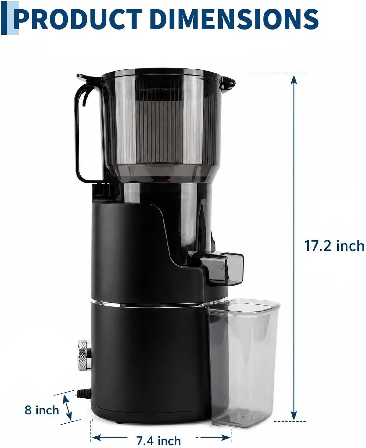 Tacleekii Fruit Juicer Cold Press Juicer Machines Easy Clean for Fruits Greens Home Kitchen Dishwasher-Safe Parts, 5ft Cord Prep Safety Lock