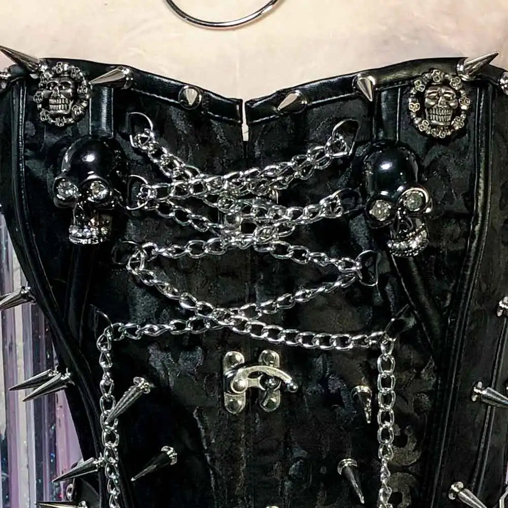 Women's Y2K Emo Gothic Spiked Corset Top Punk Cybergoth Grunge Festival Tank Top with Spikes Rave Clothing for Teens And Plus Si