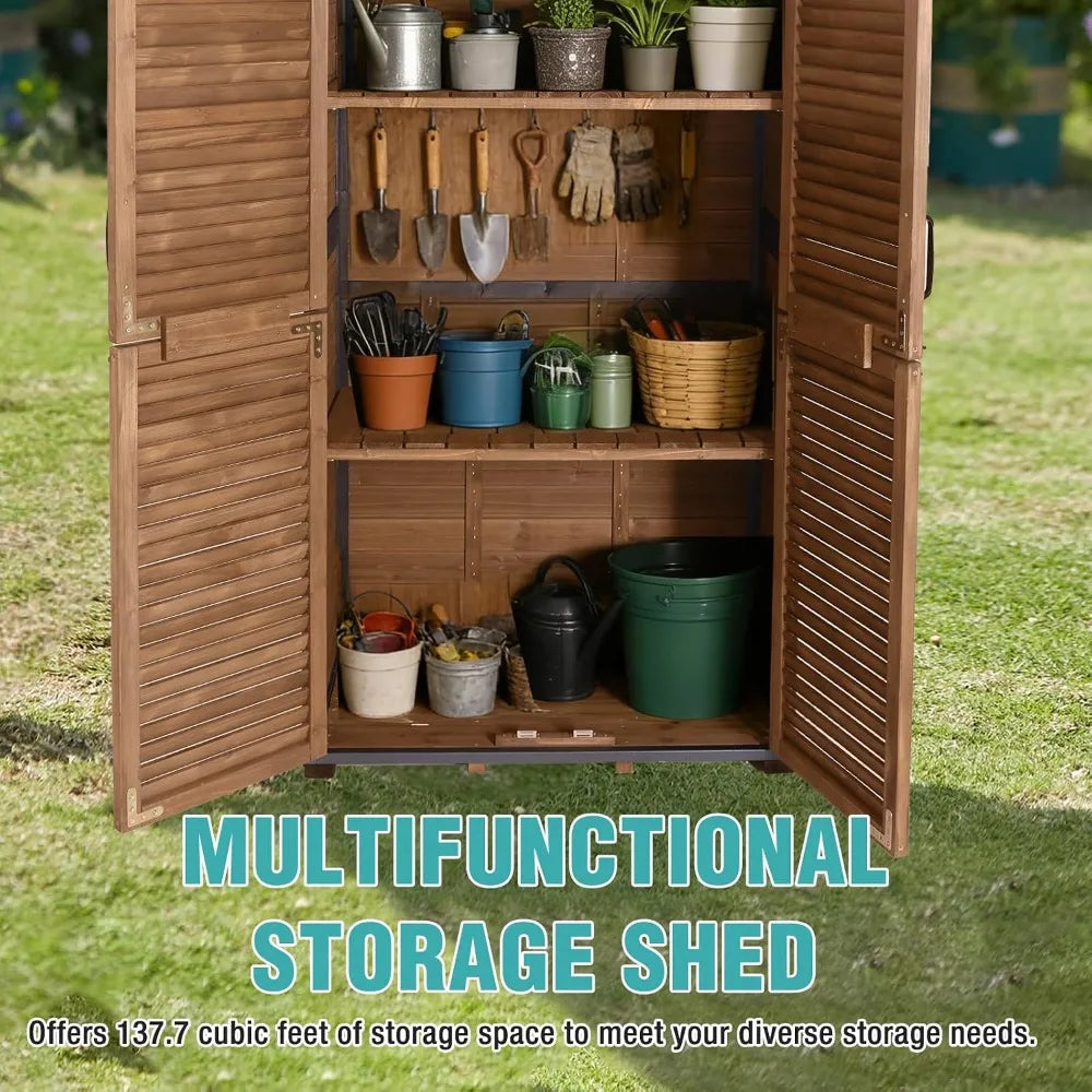 5FT Outdoor Storage Shed with 3-Level Adjustable Shelves, Weather-Resistant for Patio Garden Garage