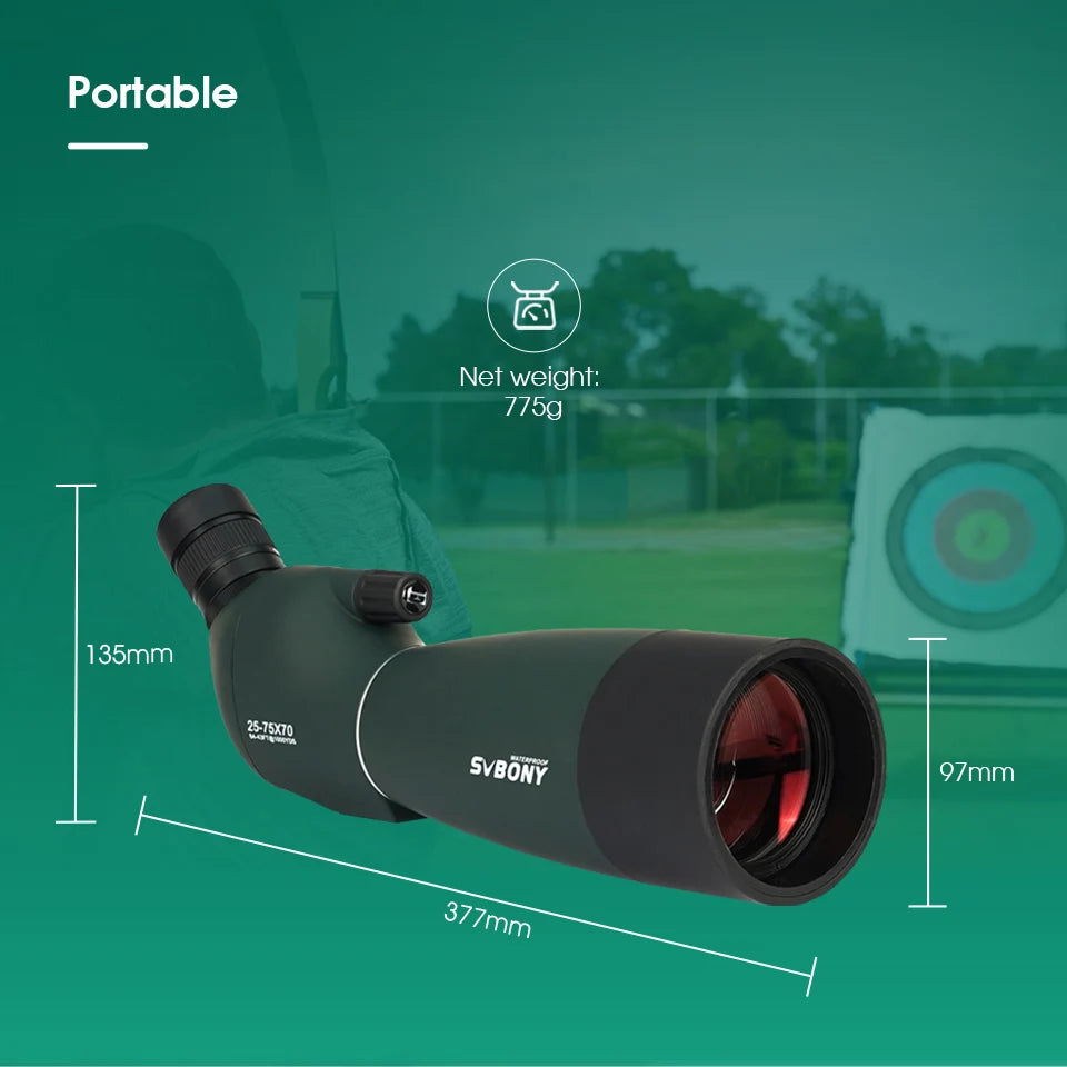 Svbony SV28plus 50/60/70mm Spotting Scope Powerful Zoom Telescope Long Range PORRO Prism Suit Archery Target Shooting Camping