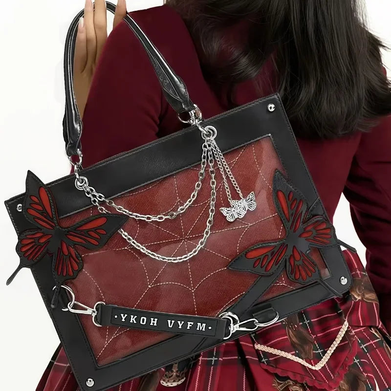Dark Style Maze Butterfly Ita Bag Tote Shoulder Handbag for Women Goth Harajuku Casual Purse