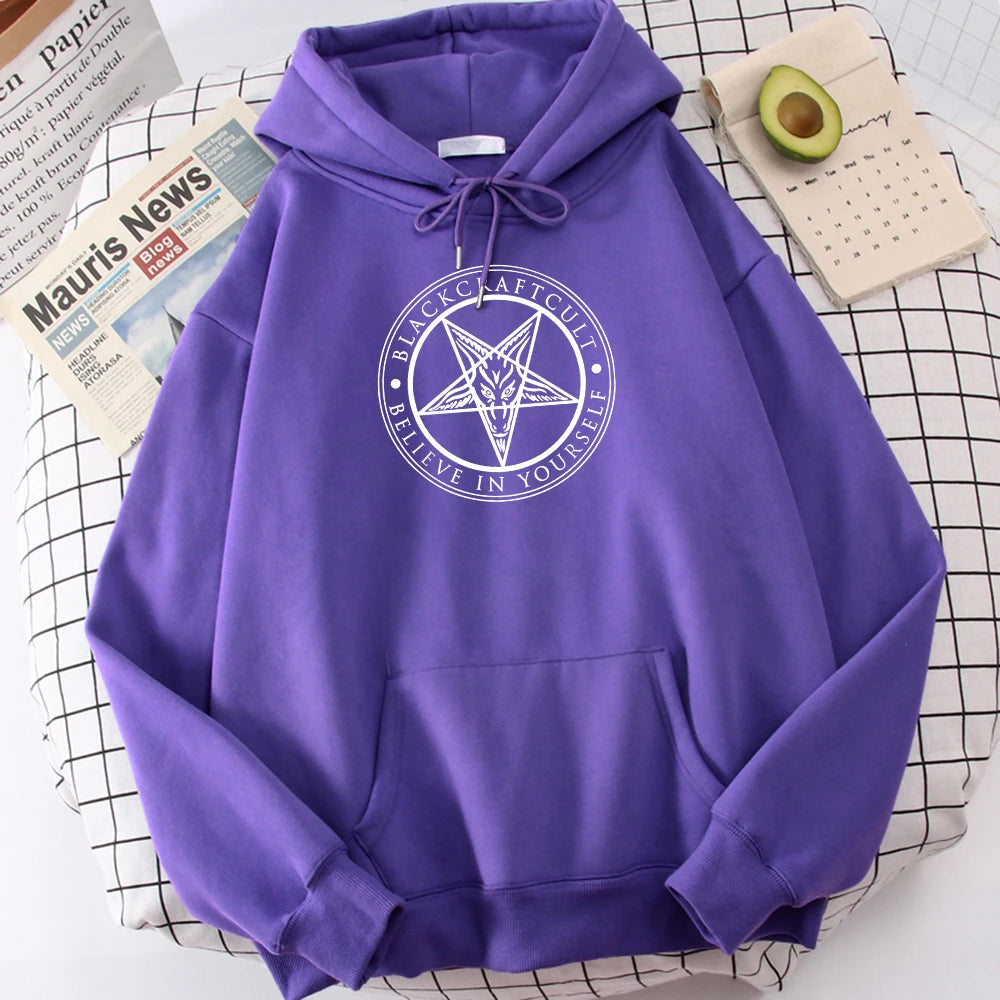 Pentagram Gothic Occult Satan Printed Sweatshirts Man Simple Casual Hoodies Street Loose Hoodie New Fleece Autumn Sportswears