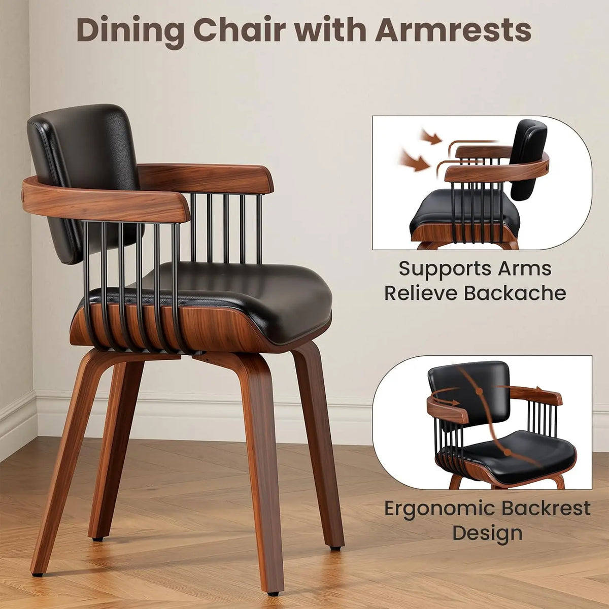 Dining Chairs with Armrest, Set of 8, Mid-Century Modern Kitchen Chair, Custom