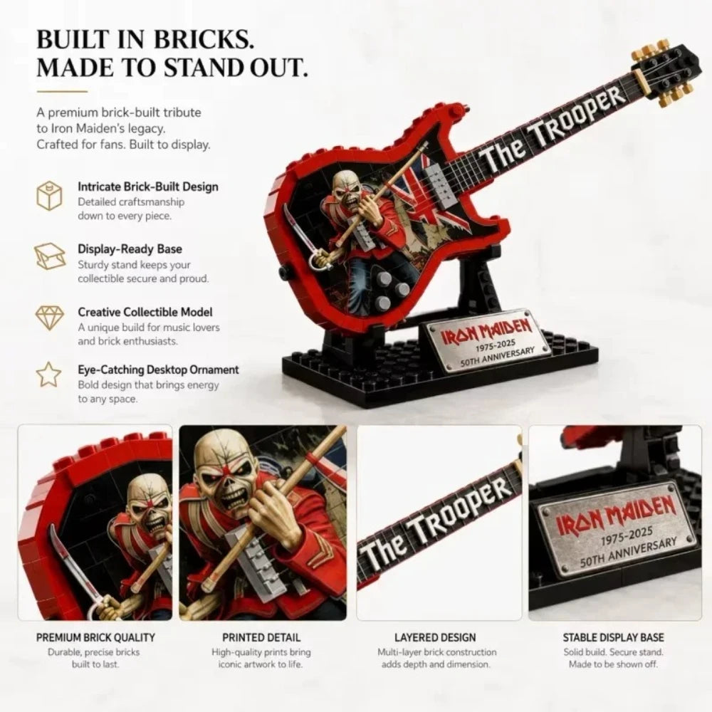 Guitar Building Blocks Assembly Kit Intellectual Brain Teaser Toy Home Display Decorative Item Perfect Birthday Present