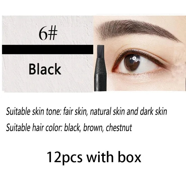 6/12PCS Eyebrow Pencil Hard Core Wholesale Makeup Pull Line Haozhuang Brand Permanent Peel off White Black Waterproof Natural