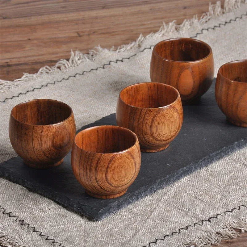 Wooden Big Belly Cup with Handle Handmade Natural Spruce Wood Drinking Beer Tea Coffee Milk Water Japanese Drinkware Kitchen Bar