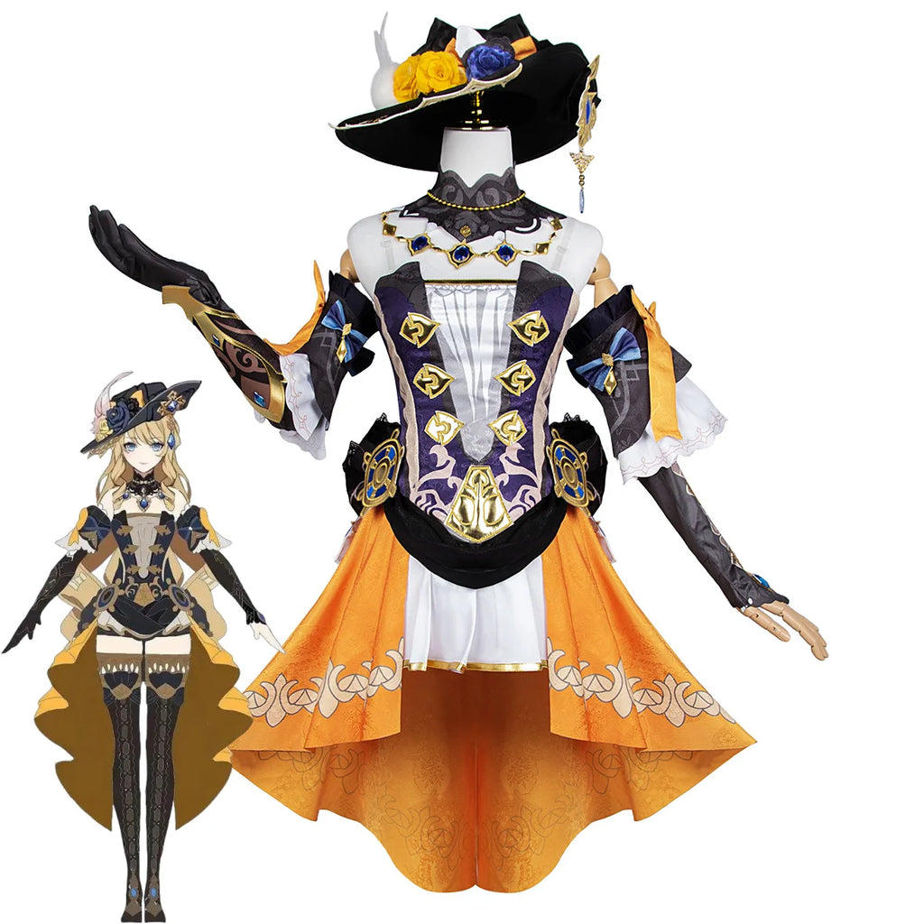 Navia Cosplay Costume Anime Cosplay Genshin Impact  Dress Uniform Wig Set Halloween Party Outfit for Women Dresses
