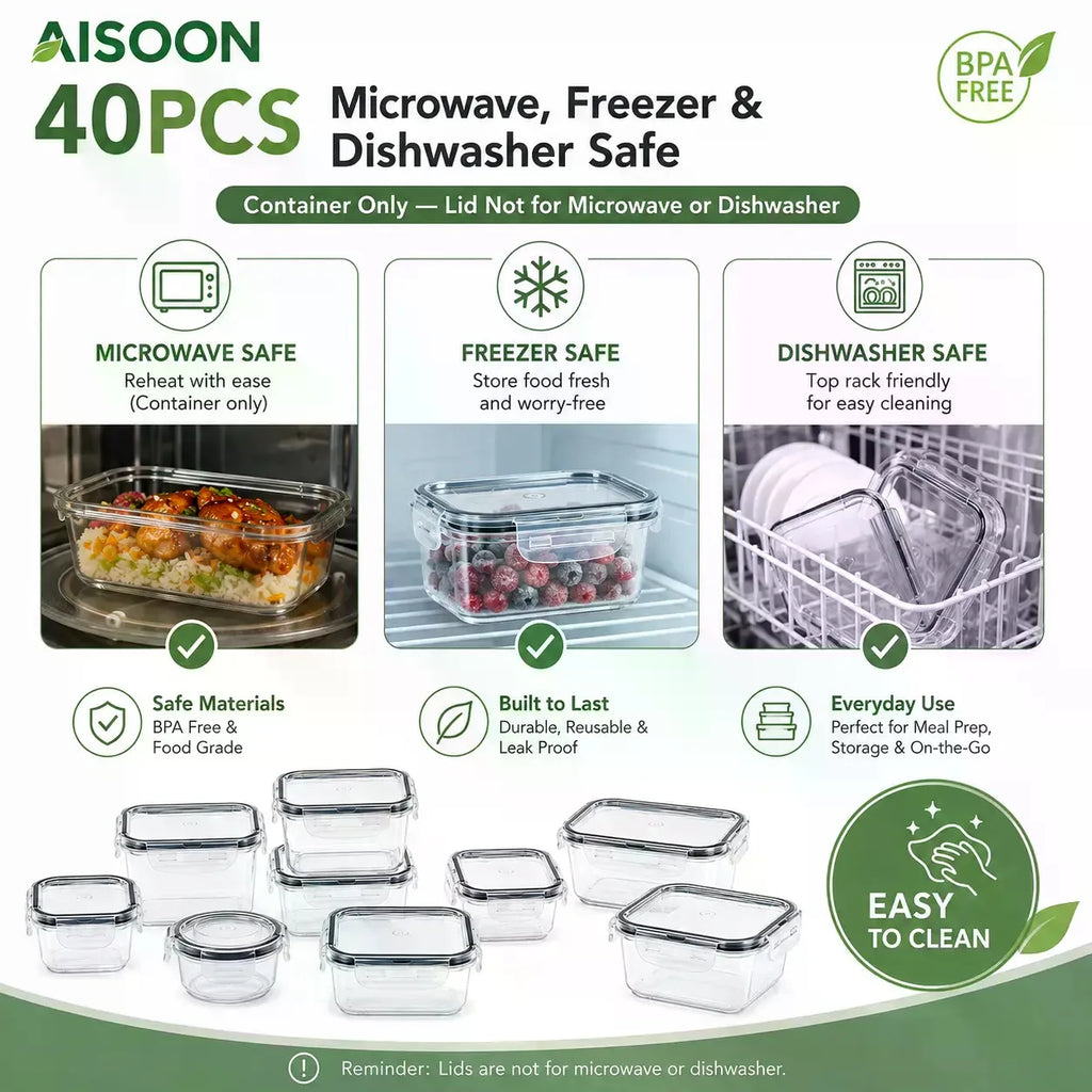 40 PCS Extra Large 85oz Silicone Airtight Food Storage Containers Set (20 Containers + 20 Lids) - Square, Round, Rectangular, Nestable Shapes, Leakproof, Reusable, Microwave & Dishwasher Safe, Labels & Pen for Fridge Organization, Home Meal Prep