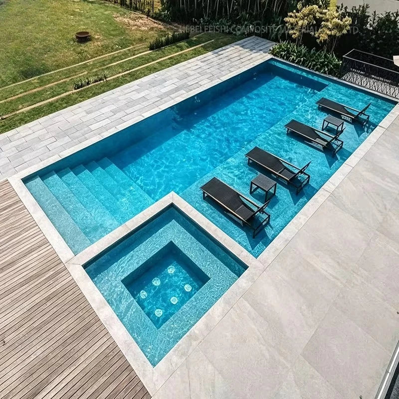 Customized Family House Prefab Modular Pools Overflower Large Big Outdoor Fiberglass Inground Swimming Pool