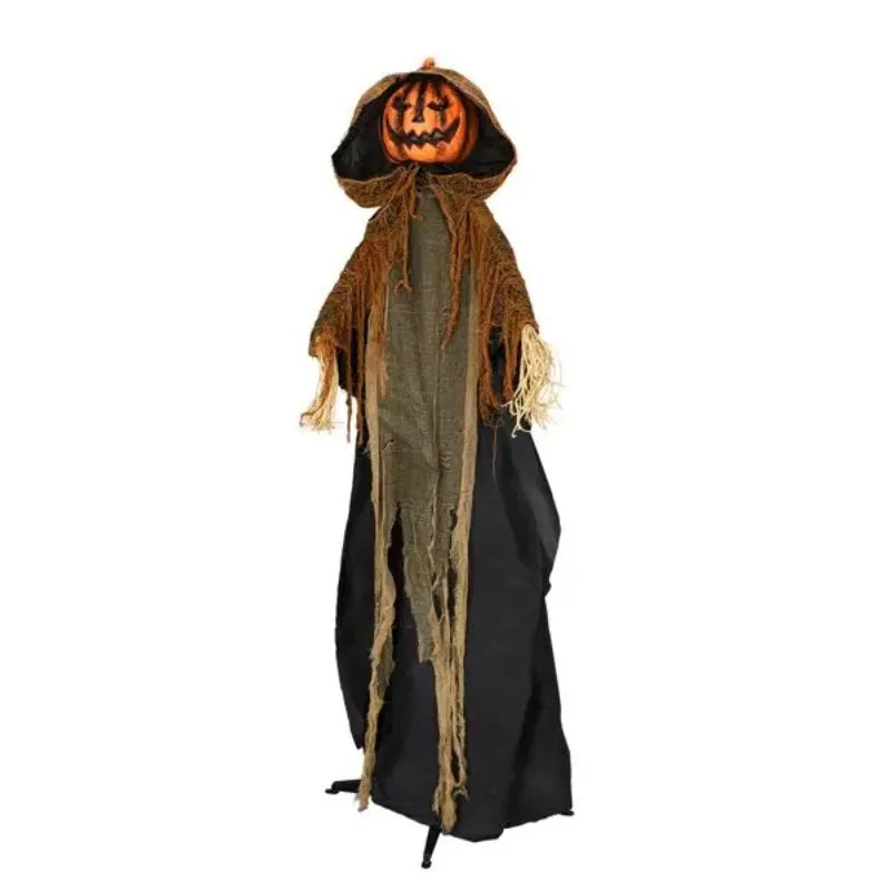 5.8ft Halloween Decorations Outdoor Life Size Animatronics Pumpkin Ghost, Sound-Actived Party Decor with Creepy Sound , Scary Haunted House Props for Garden Yard Lawn