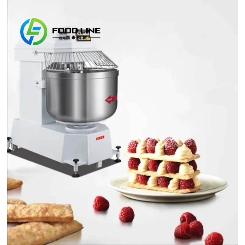 Custom Industrial Bread Bakery 25kg 50kg 100kg 150 Rpm 110v 20 kg Spiral Dough Mixer Maker Kneader Kneading Flour Mixing Machine