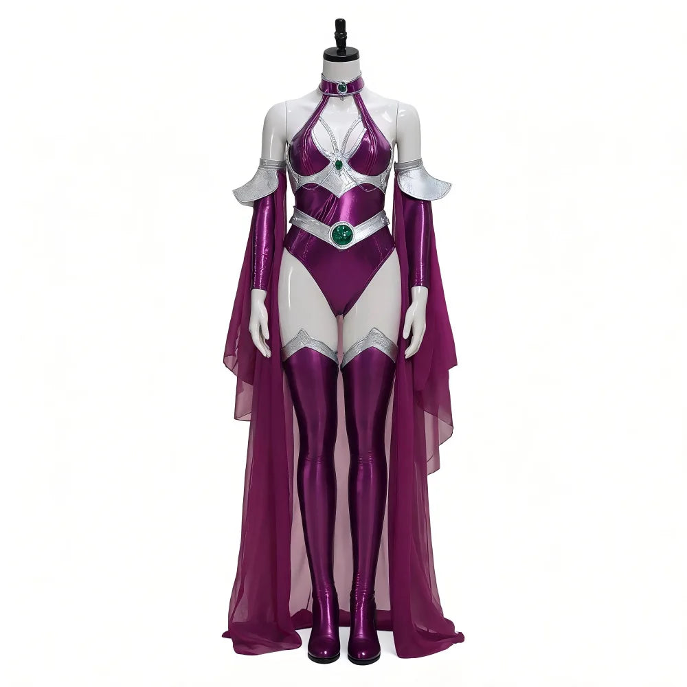 Anime Teen Titans Starfire‌ Purple Jumpsuit Cosplay Costumes for Halloween Party Costume Performance Clothes for Adults Women