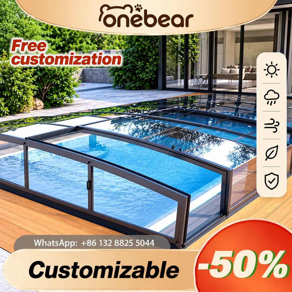 Any Size Custom Luxury Premium Folding Retractable Pool Cover Windproof Rainproof Outdoor For Home Villa Resort And Sunroom