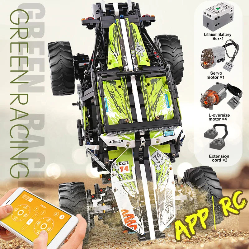 Mould King 18002 سيارات تقنية ألعاب MOC-19517 سيارة باجي 4WD تعمل بالتحكم عن بعد مجموعة بناء نماذج السيارات من الطوب هدية الكريسماس للأطفال