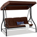 3-Seat Outdoor Large Converting Canopy Swing Glider, Patio Hammock Lounge Chair for Porch, Backyard w/Flatbed,, Customized