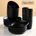 4/16/28/32/56Pcs Reusable Plastic Tableware Set with Plates Bowls Cups Cutlery, Dinnerware Kit for Home Party Camping Restaurant