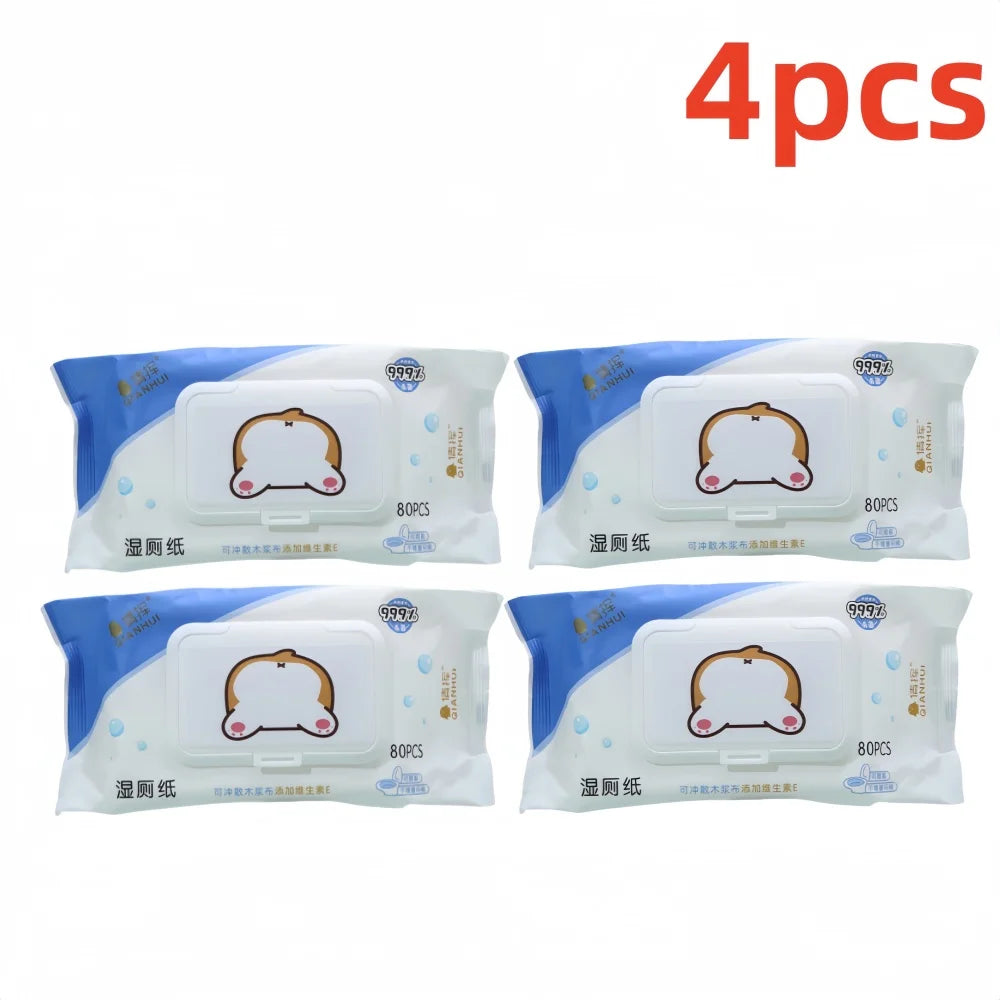 80 Pieces/Pack, Wet Toilet Paper, for Men and Women to Clean Their Private Parts, Wipe Their Buttocks, Antibacterial Toilet Wet
