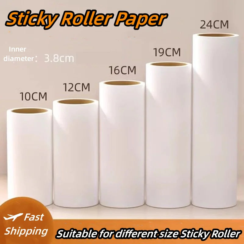 10cm~24cm Detachable Long Handle Sticky Roller Mop, Replacement Core paper,Clothes Cleaner, Pet Home, Car Cleaning, Gluing Tool,